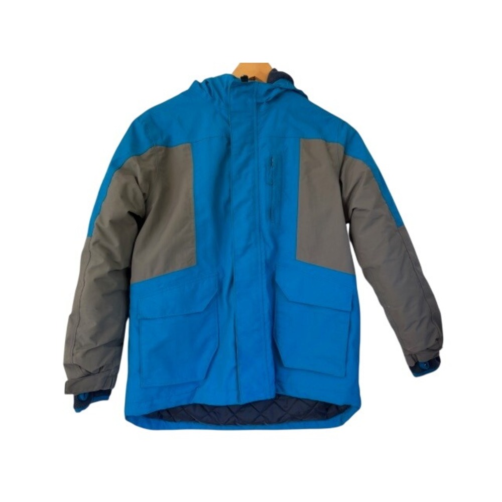 Lands End Squall Boys Blue Grey Waterproof Insulated Winter Parka Jacket M 10-12